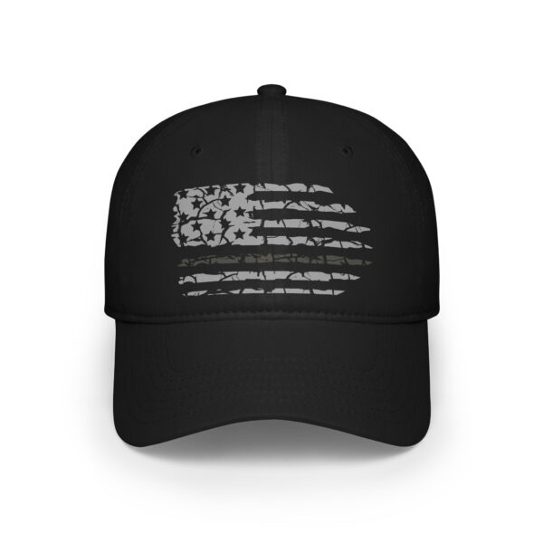 Correctional Officer Support Low Profile Baseball Hat featuring a distressed American flag design with one thin green line in the middle.