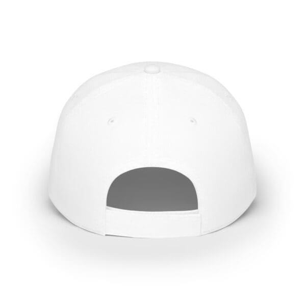 Back view of the F*ck Cancer Low Profile Baseball Hat in white, featuring an adjustable strap and a curved visor.