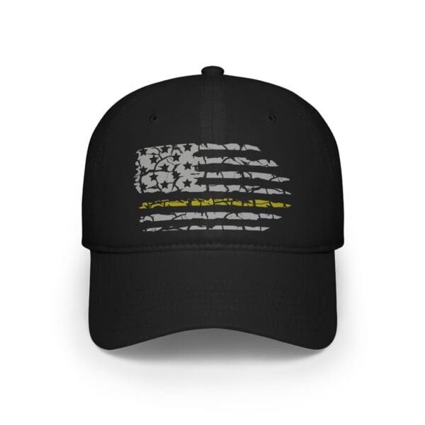 Dispatcher Support Low Profile Baseball Hat showcasing a stylized American flag with a single yellow stripe.