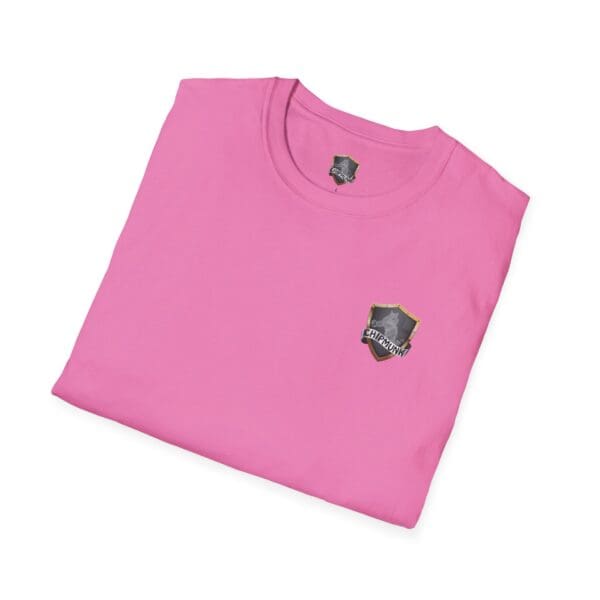 Folded Chipmunk Trucker Shirt in pink with a small shield logo on the upper left chest.