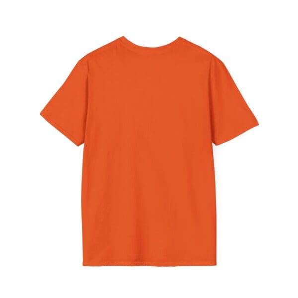 The "Nobody Is Perfect" statement T-shirt, shown in orange with short sleeves, is displayed against a white background and is shown from the back.