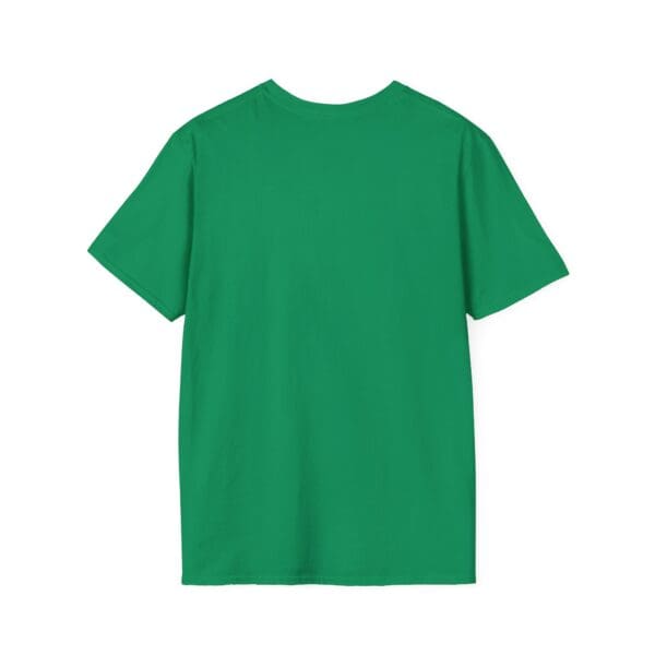 The back view of a Game Over T-shirt in plain green set against a white background.