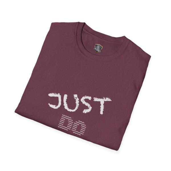 Folded maroon t-shirt with the text "Just Do Your Job!" in white, featuring a zigzag design on the word "Do.