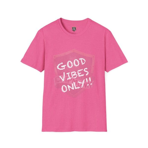 Pink "Good Vibes Only Shirt" featuring white text on the front.