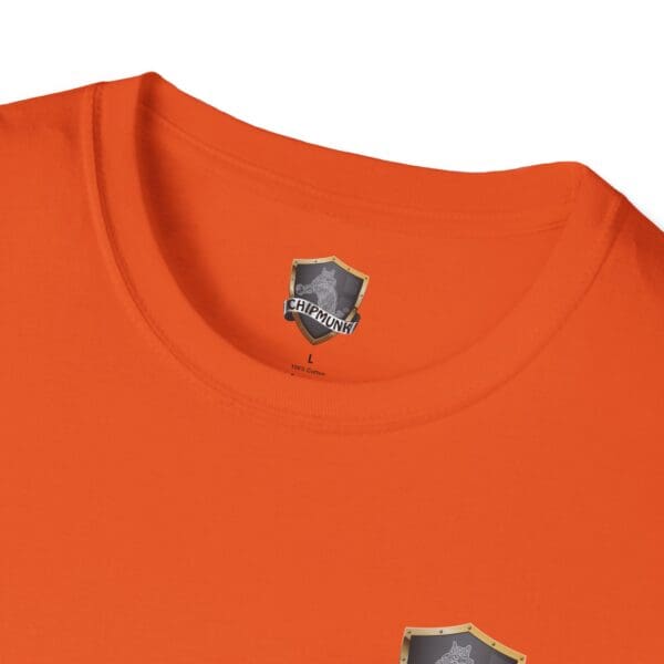 Chipmunk Family T-Shirt in Orange featuring a logo on the label.