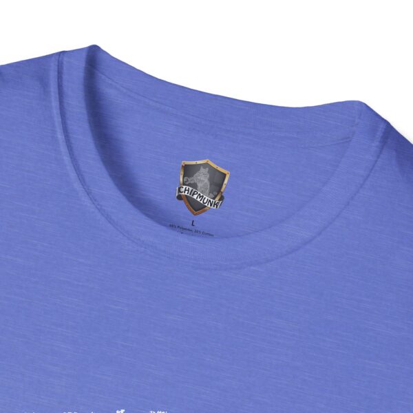 A close-up of the Dicktim T-shirt in blue, showcasing a small "Chipmunk" logo with an image of a chipmunk just below the neckline.