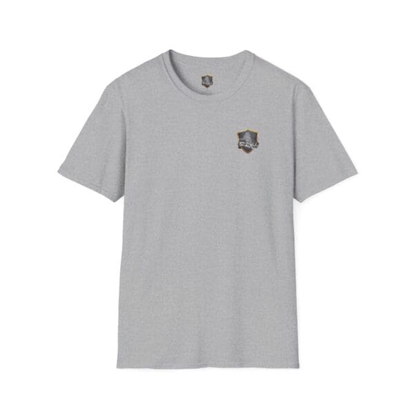 Chipmunk Trucker Shirt in gray, featuring a small black and gold emblem on the left chest area.