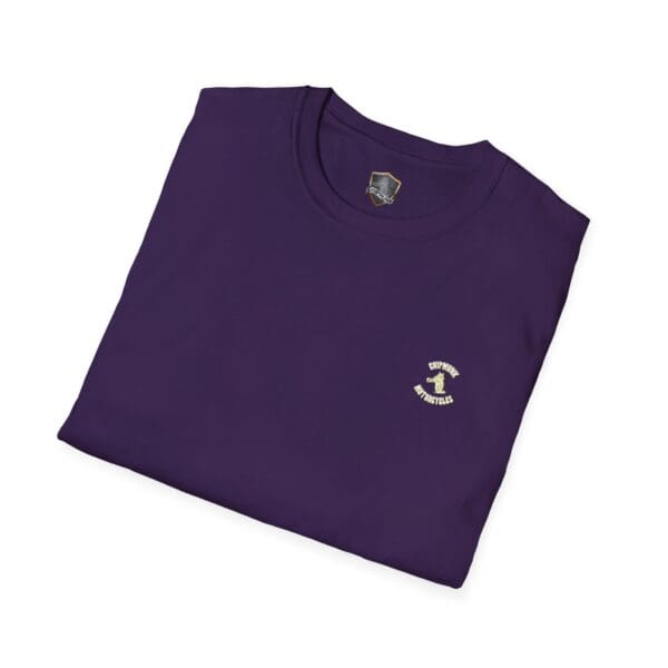 Chipmunk Bobber T-Shirt, featuring a folded purple design with a small graphic logo on the chest.