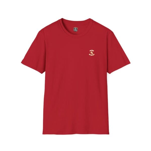 Chipmunk Bobber T-Shirt in red featuring a small embroidered emblem on the left chest.