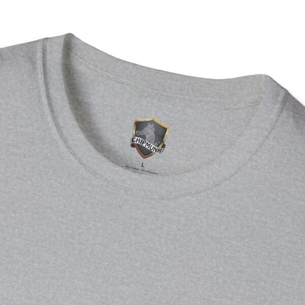 A light gray Game Over T-Shirt with a round neckline featuring a "CHIPMUNK" logo on the inner label tag.