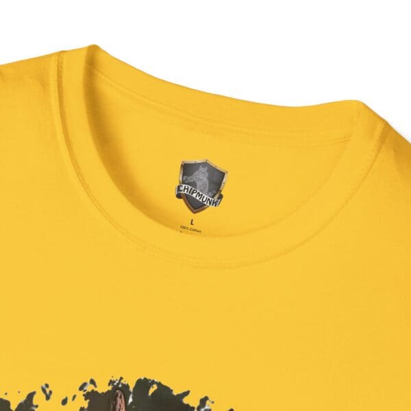 Yellow OG Chipmunk T-Shirt featuring a Chipwunk brand logo on the collar and a partial abstract design at the bottom.