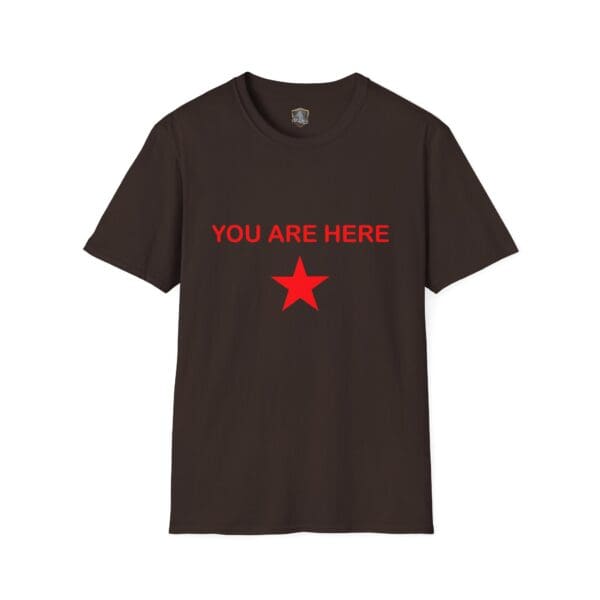 Guiding Star Tee Shirt: A black T-shirt featuring the red text "YOU ARE HERE" above a red star in the center.