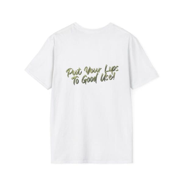 OG Chipmunk T-Shirt in white with green text on the back, "Put Your Lips To Good Use!