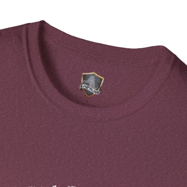 Close-up of the collar of a maroon Dicktim T-Shirt, featuring the "Chipmunk" branding and logo on the inside label.