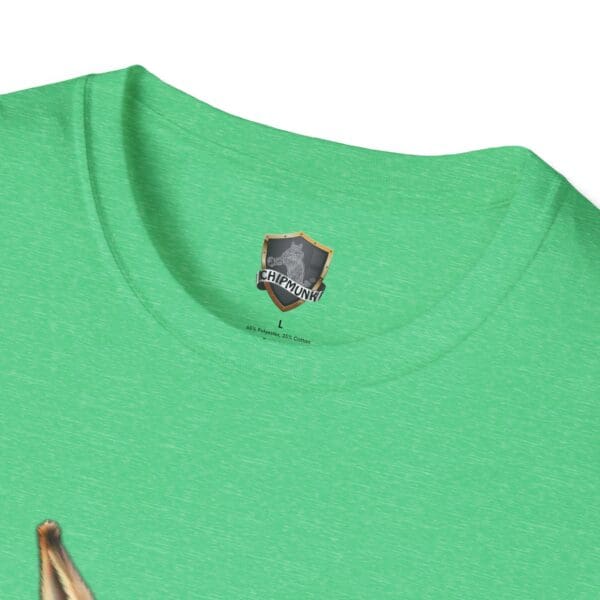 Close-up of a green T-shirt with the "Don't Be A Jack Ass" logo on the inside collar.