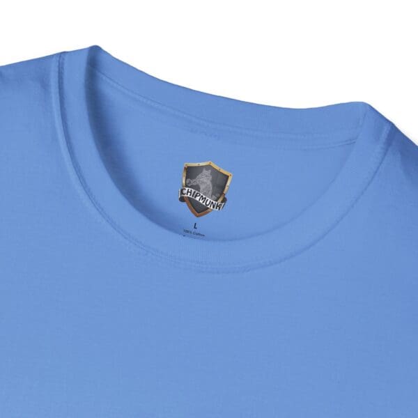 Guiding Star Tee Shirt in blue featuring a "Chipmunk" logo tag on the neckline, crafted from 100% cotton, size L.