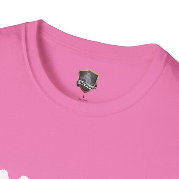 Pink T-shirt with the "Camel Tow" label, size large, featuring a black and gray emblem on the inner collar.