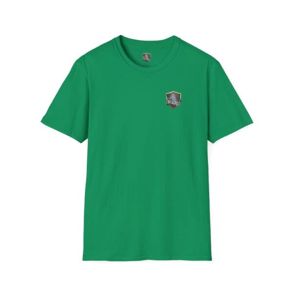 Chipmunk Family T-Shirt in green with a small shield logo on the front left side.