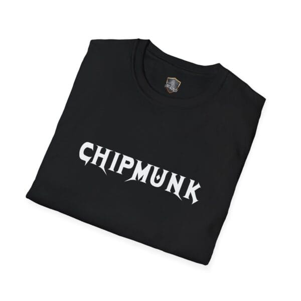 Chipmunk Rock T-Shirt #7 featuring the word "CHIPMUNK" in a bold, white, stylized font.