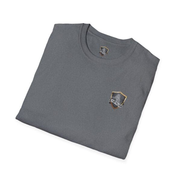 Folded Chipmunk Trucker Shirt in gray with a small shield logo on the left chest.