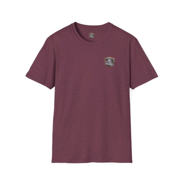 Chipmunk Trucker Shirt in maroon with a small shield logo on the upper left chest.