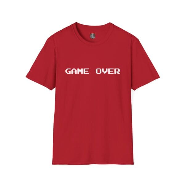 Game Over T-Shirt featuring "GAME OVER" in white pixelated letters on the front.