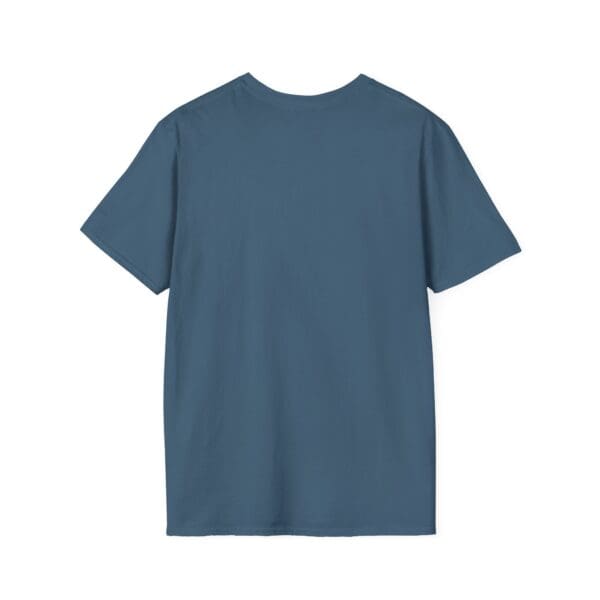 The back view of the Adulting 1-Star Review T-Shirt in plain blue is displayed against a white background.