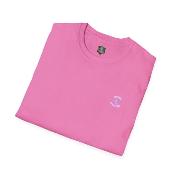 A folded pink Chipmunk Motorcycle T-Shirt featuring a small emblem on the chest.