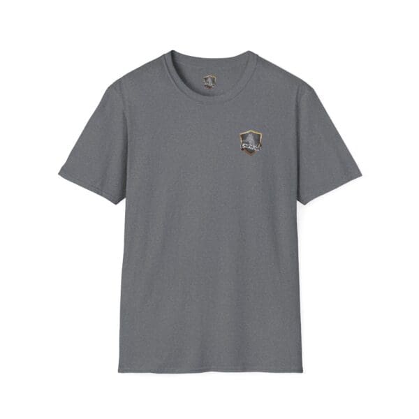 Chipmunk Trucker Shirt in gray featuring a small, embroidered shield logo on the left chest.