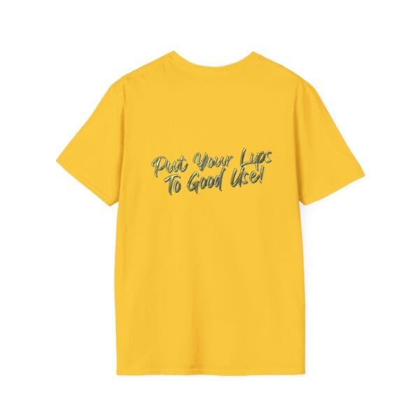 OG Chipmunk T-Shirt, yellow, featuring the phrase "Put Your Lips To Good Use!" written on the back in a stylized font.