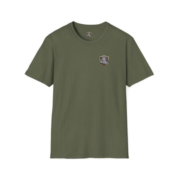 Land, Sea, and Air T-Shirt in olive green featuring a small emblem on the left chest.