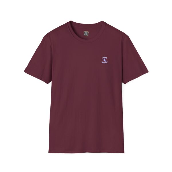 A Chipmunk Motorcycle T-Shirt in maroon featuring a small white emblem on the left chest.