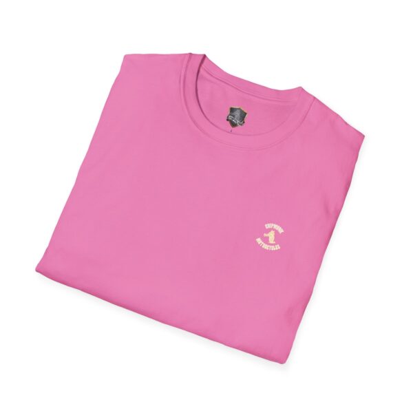 A Chipmunk Bobber T-Shirt in pink, featuring a small white logo of a horse and the text "Beverly Hills" on the chest.