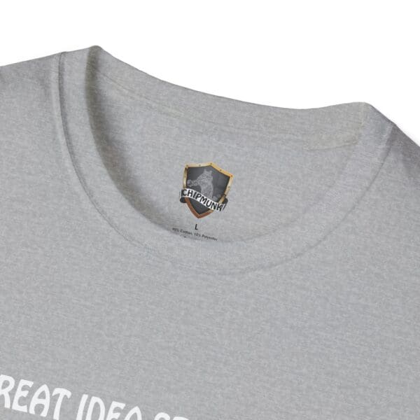 Gray "Great Idea T-Shirt" featuring a "Chipmunk" brand label inside the collar.