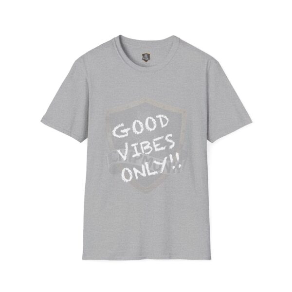 A gray Good Vibes Only Shirt featuring "GOOD VIBES ONLY!!" in a bold, white font on the front.