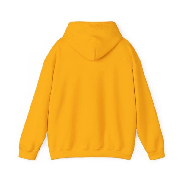 Gen X Hoodie in vibrant yellow displayed from the back on a plain white background.