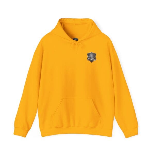 Put Your Lips To Good Use Hoodie in yellow featuring a black and gray emblem on the left chest.