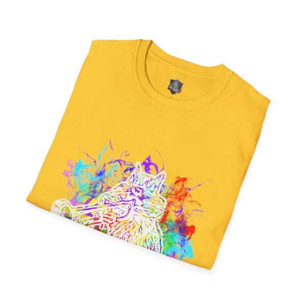 Smoked Chipmunk T-Shirt with a colorful abstract design featuring a wolf.