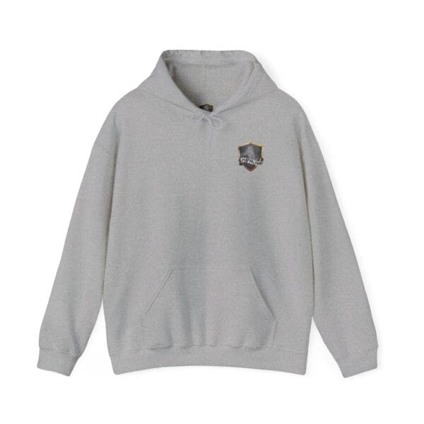 Introducing the "Put Your Lips To Good Use Hoodie" in gray, featuring a subtle graphic emblem on the front left side.