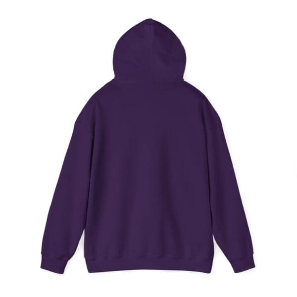 Back view of the Gen X Hoodie in solid purple, featuring a hood and long sleeves, set against a white background.