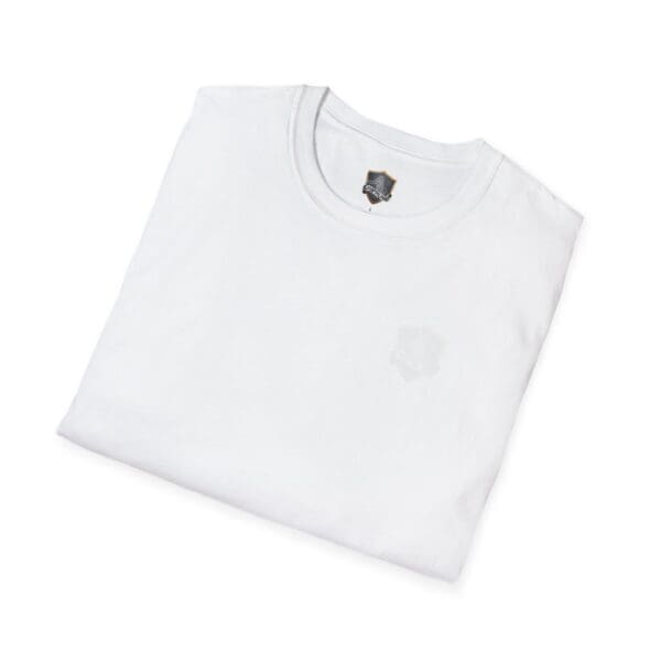 A folded white "You Saw It Because We Brought It" T-Shirt with a visible tag at the collar.