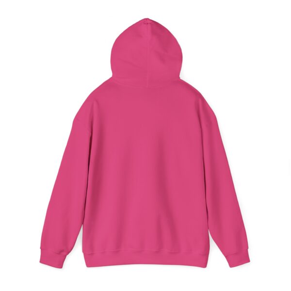 Back view of the Gen X Hoodie in a solid pink color, featuring a hood, long sleeves, and ribbed cuffs and hem set against a white background.