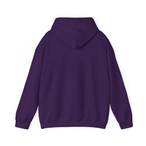 The image features the back view of the Chipmunk Hoodie, which is a solid dark purple, complete with a hood and long sleeves, set against a white background.