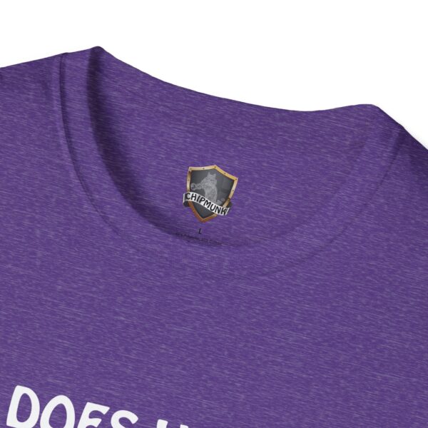 Close-up of the Your Brain T-Shirt in purple, featuring a "CHIPMUNK" logo at the collar and partially visible white text beneath.