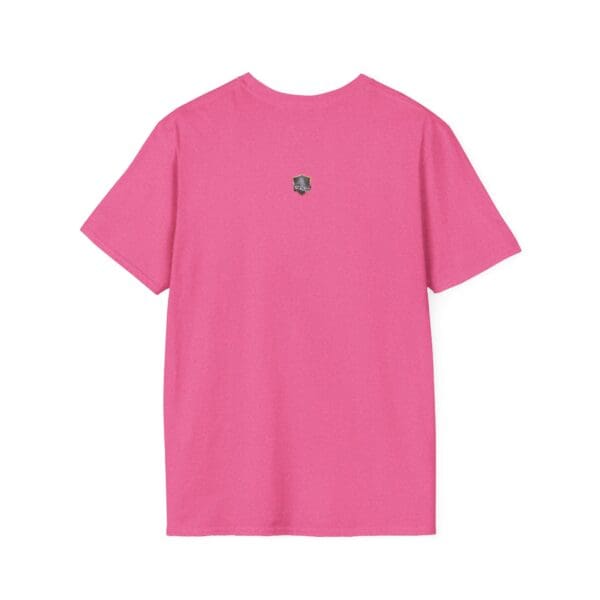 The Man T-Shirt in pink, featuring a small logo located on the back just under the neckline.