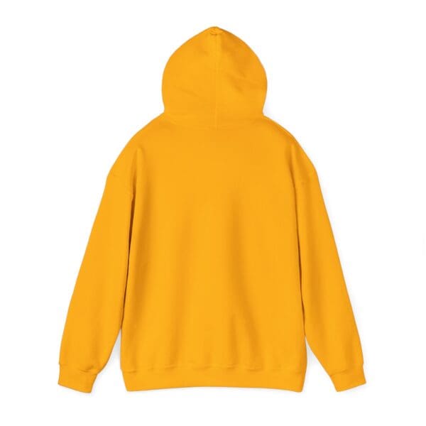 Back view of the Chipmunk Hoodie in yellow, set against a white background.