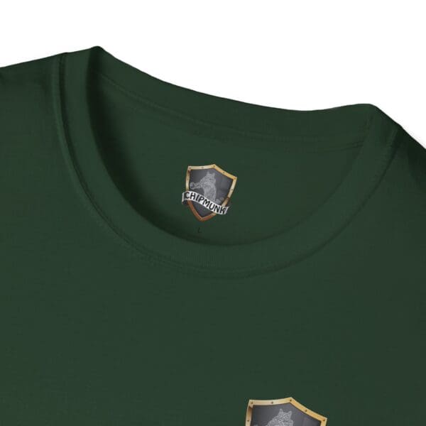 The Show T-Shirt in green featuring a small shield logo with a chipmunk.