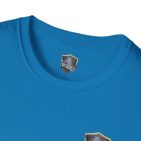 Vacation T-Shirt in blue featuring a "Chipmunk" logo on the inside collar and a small emblem on the front.