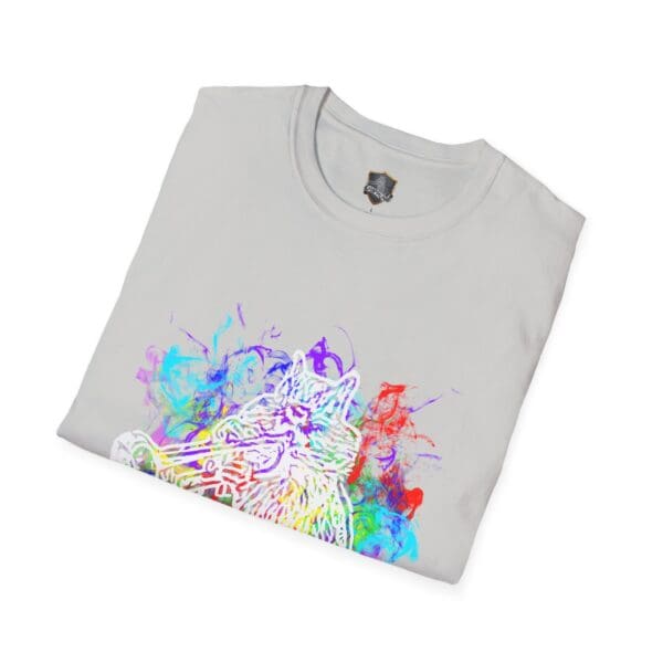 Smoked Chipmunk T-Shirt featuring a vibrant, abstract wolf design on the front.