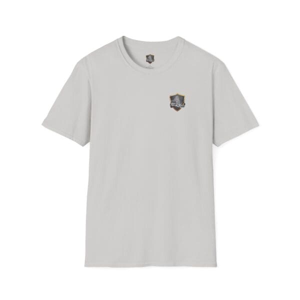 Vacation T-Shirt in gray featuring a small emblem on the left chest, set against a white background.